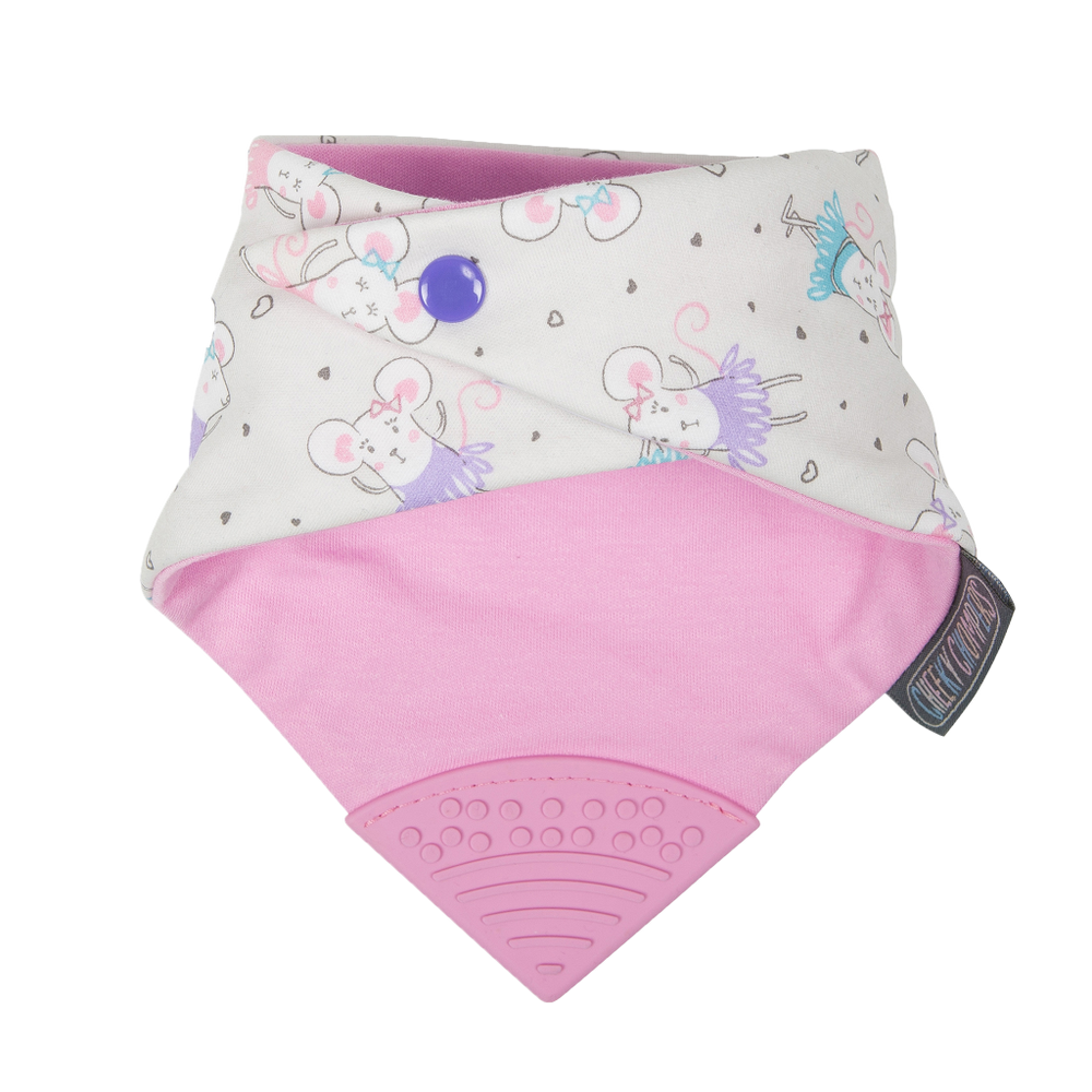 Cheeky Chompers Babero con Mordedor Babero con Mordedor - Ballerina Mice
