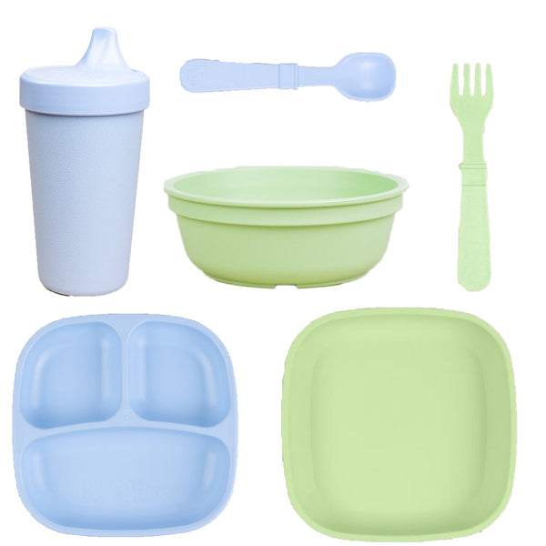 ReplayRecycled Plato AzulPastel-VerdePastel Set Comida Ecológico- 6 Piezas