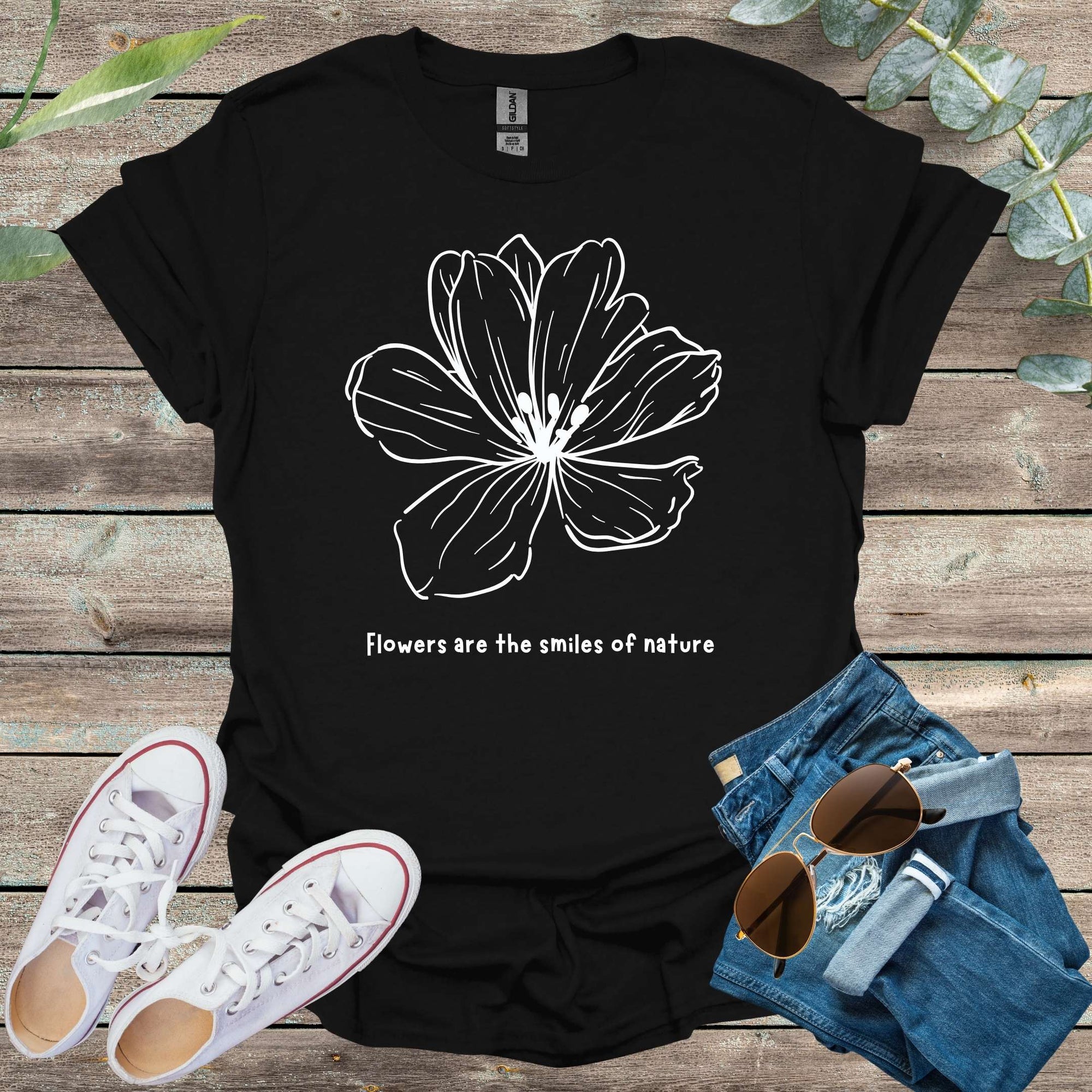 Once Upon a Dream T-Shirt Black / S Flowers are the Smiles of Nature