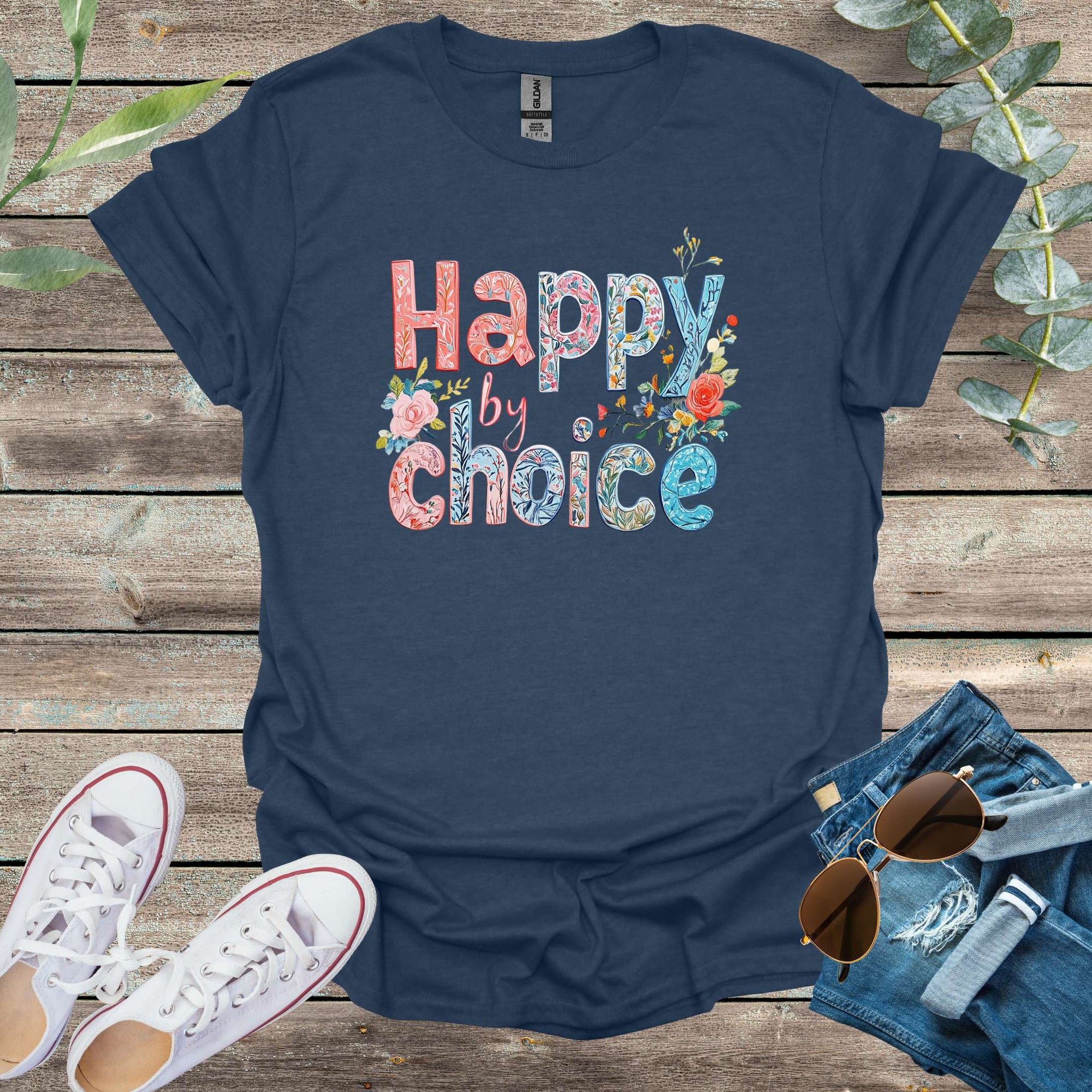 Printify T-Shirt Heather Navy / S Happy Choice