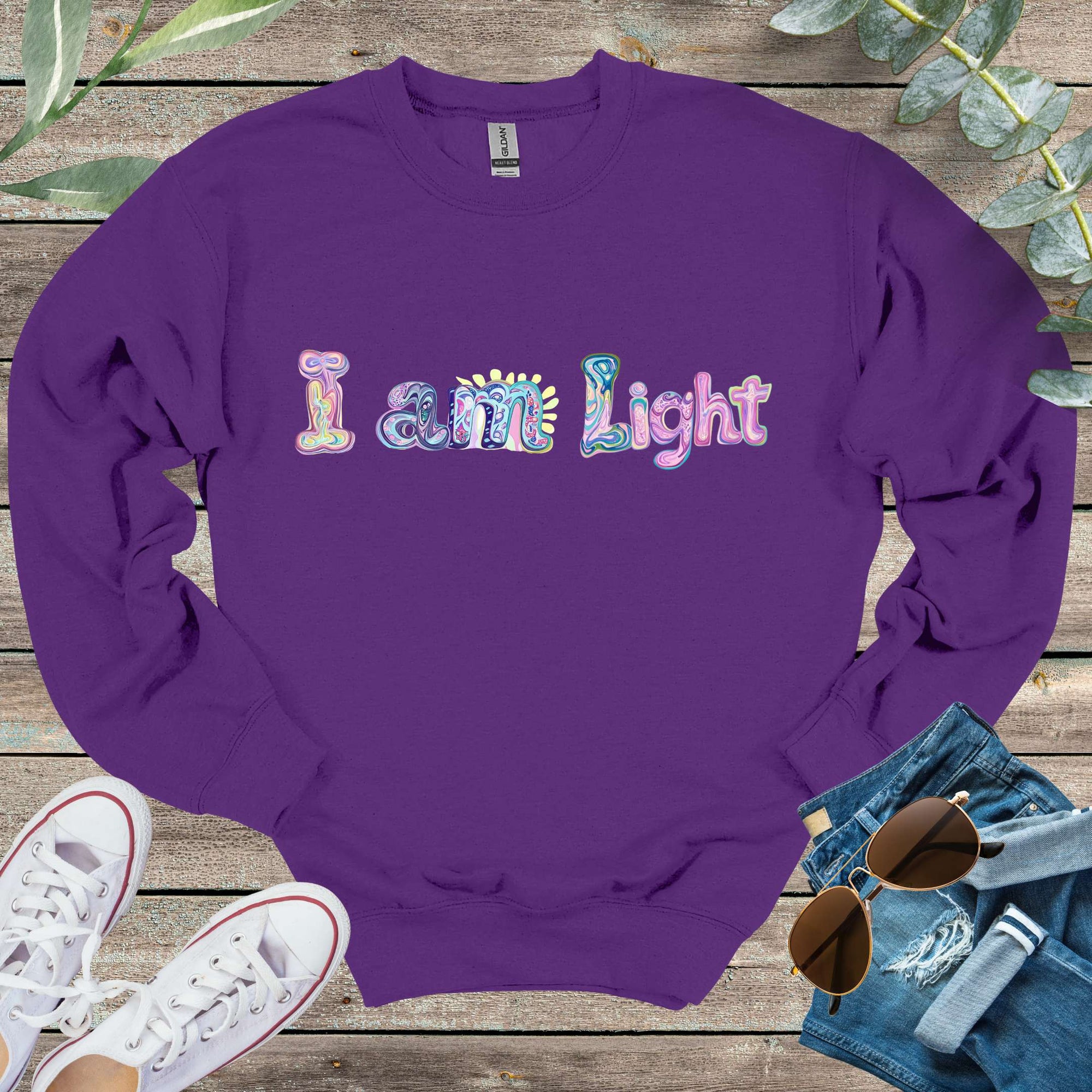 Printify Sweatshirt S / Navy I am light Unisex Sweatshirt