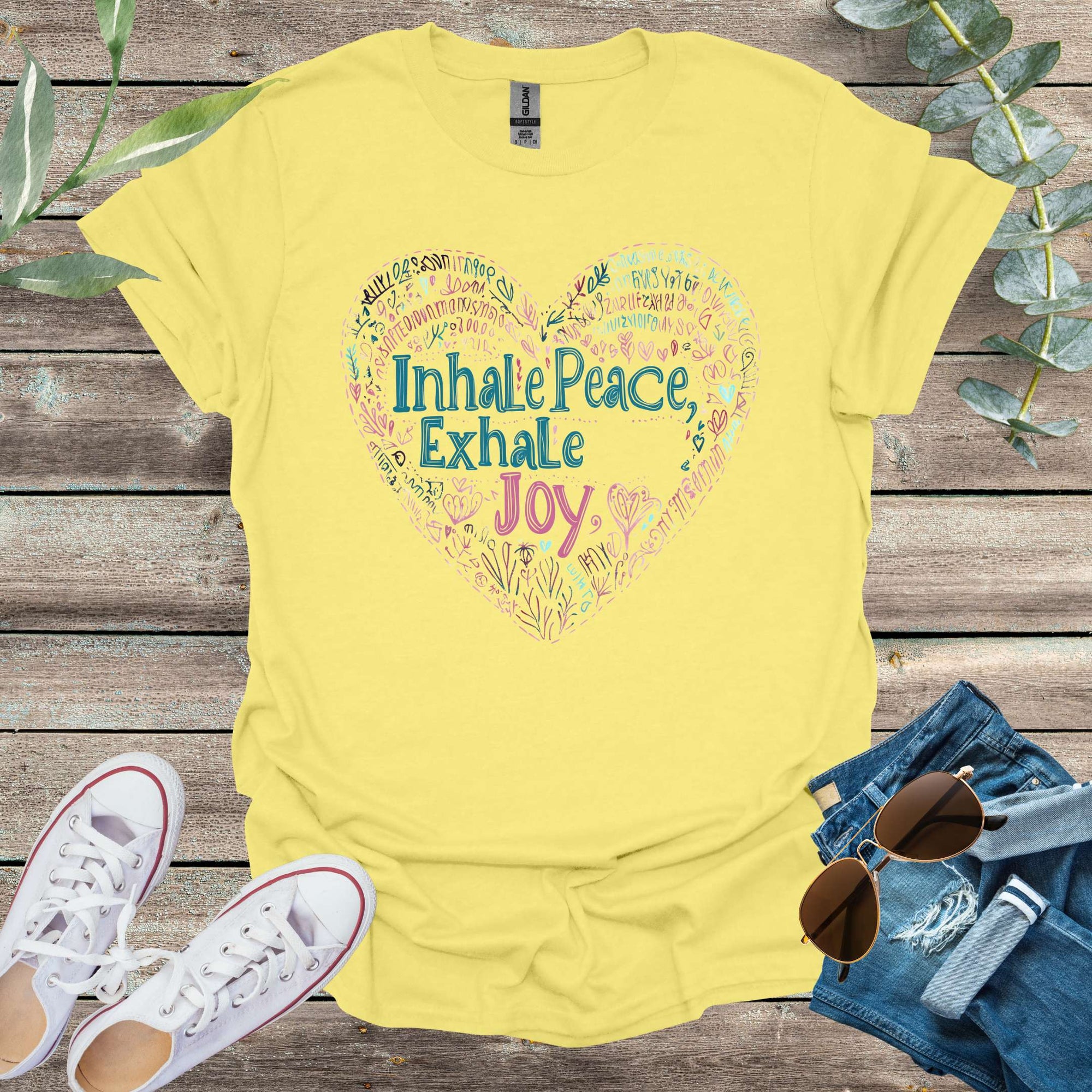 Printify T-Shirt Cornsilk / S Inhale Peace Exhale Joy