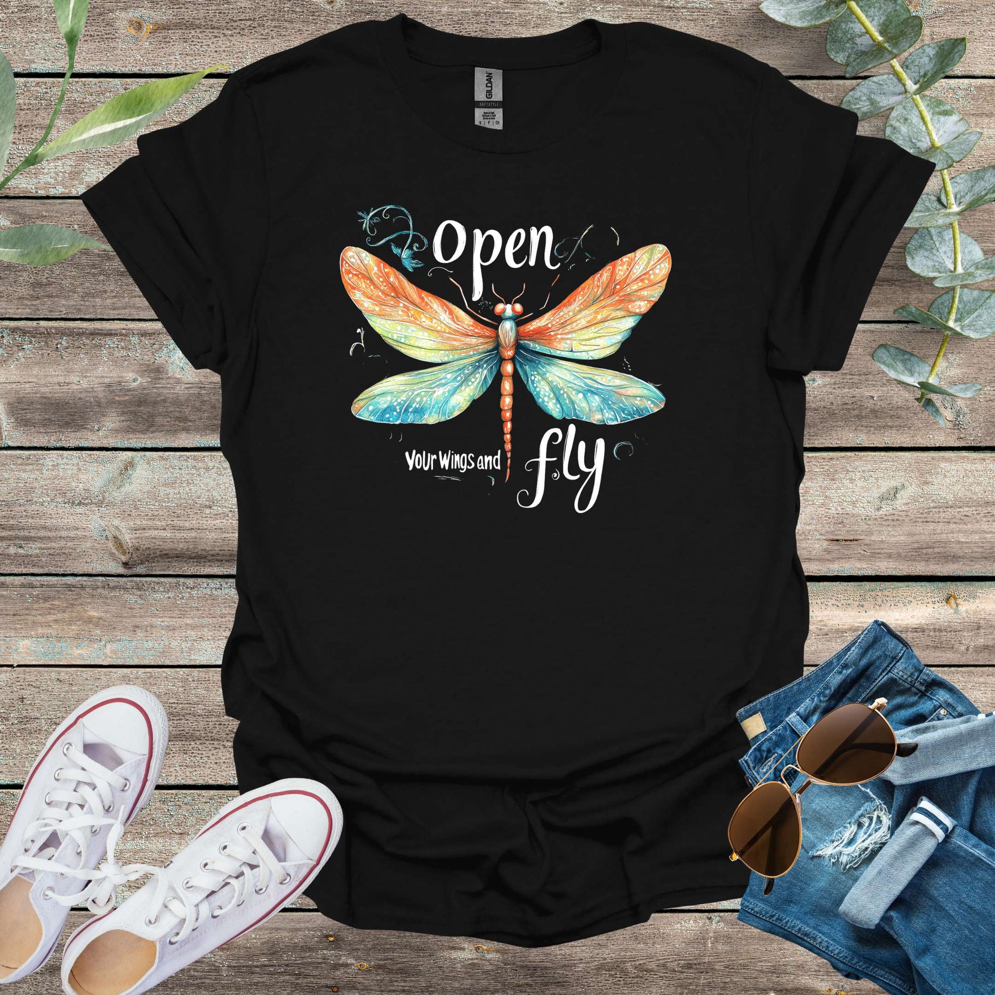 Printify T-Shirt Black / S Open your Wings