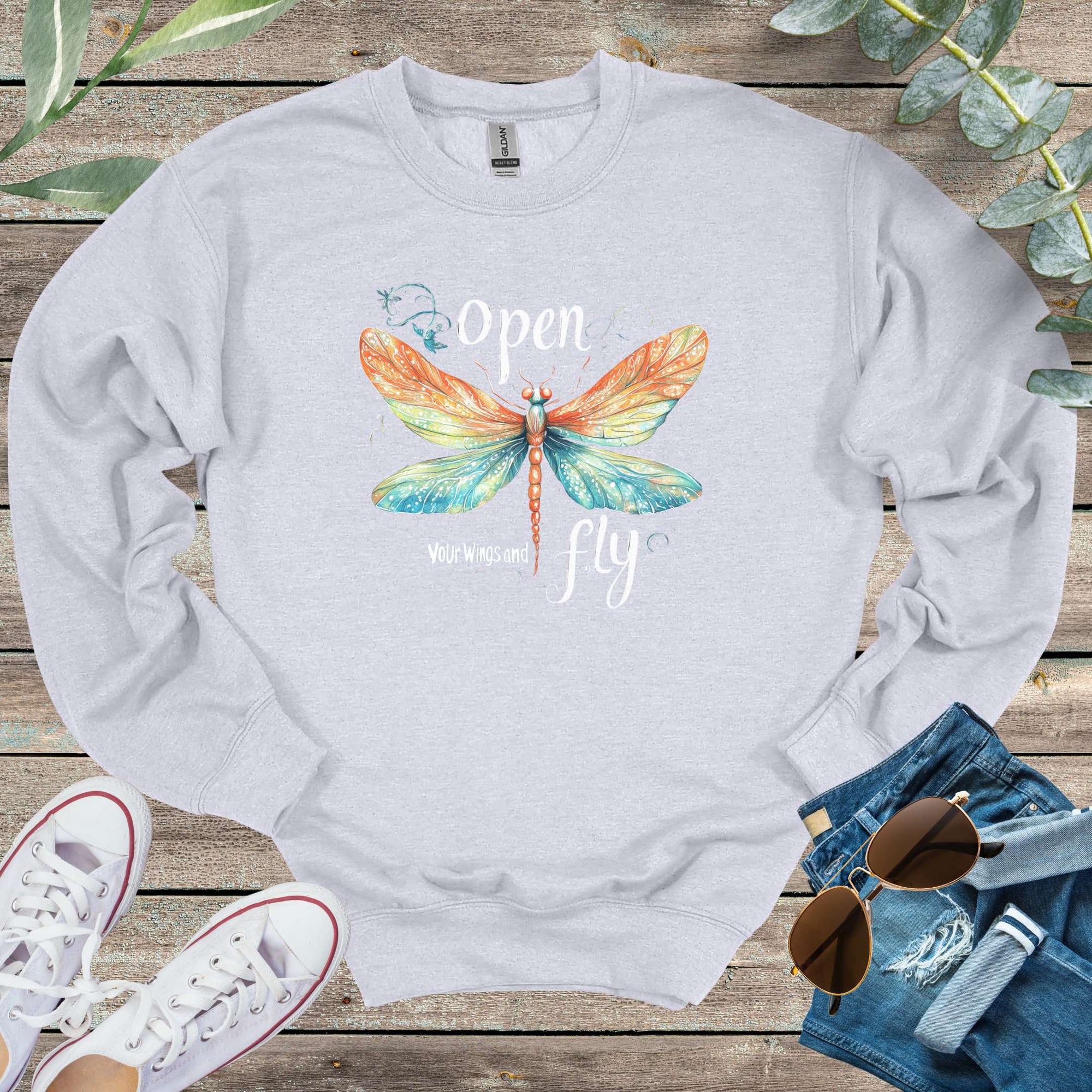 Printify Sweatshirt S / Ash Open your Wings Unisex Sweatshirt