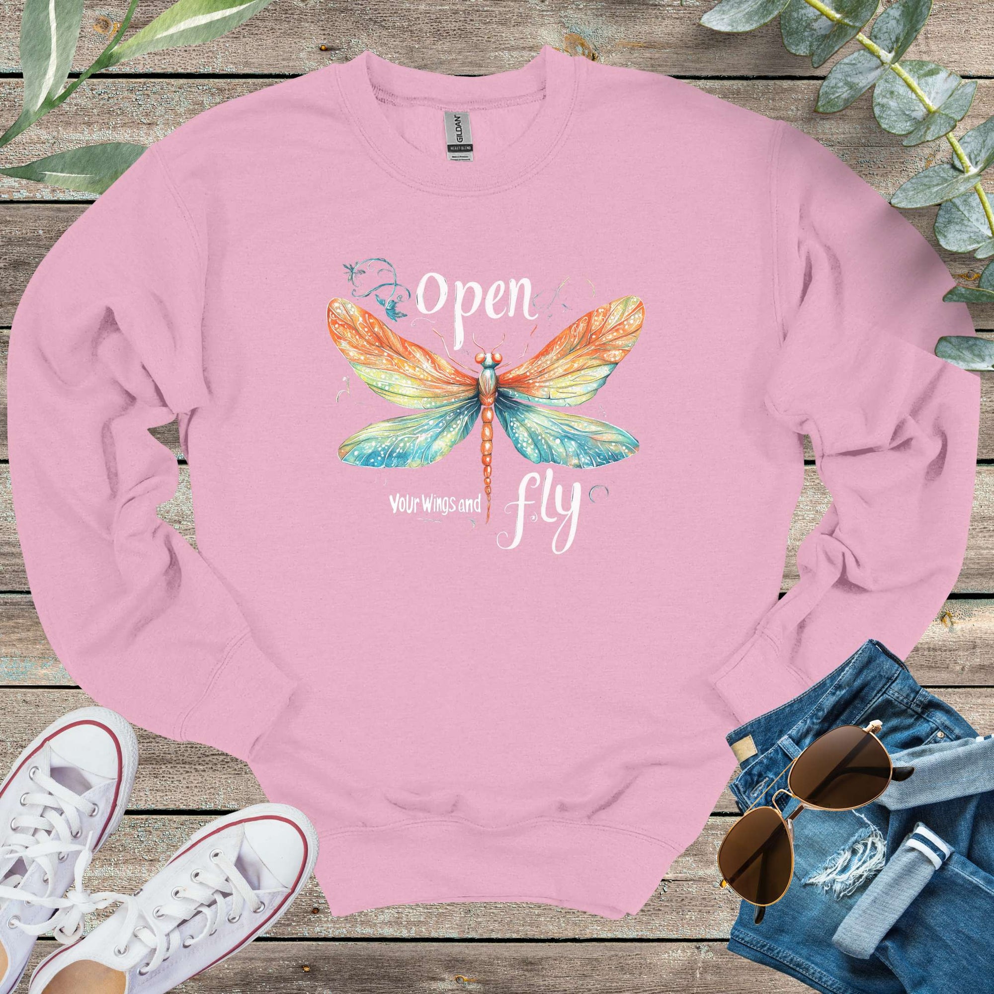 Printify Sweatshirt S / Ash Open your Wings Unisex Sweatshirt