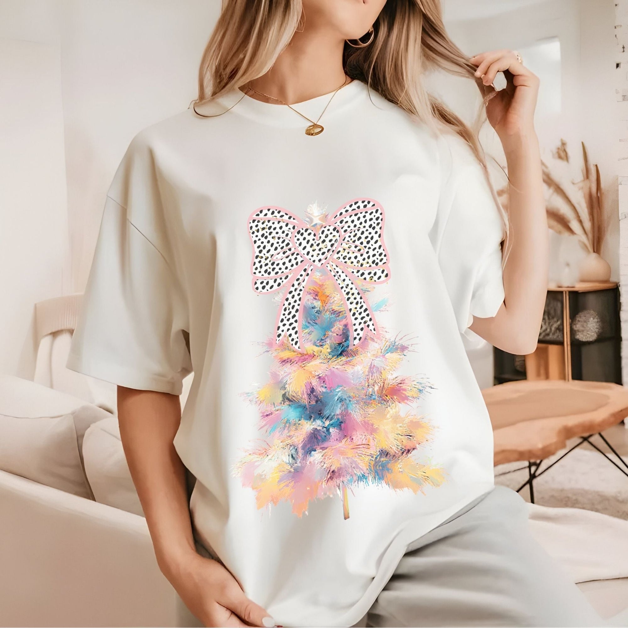 Once Upon a Dream T-Shirt Polera Navidad 100% Organica Arbol Coquette Colores Pastel