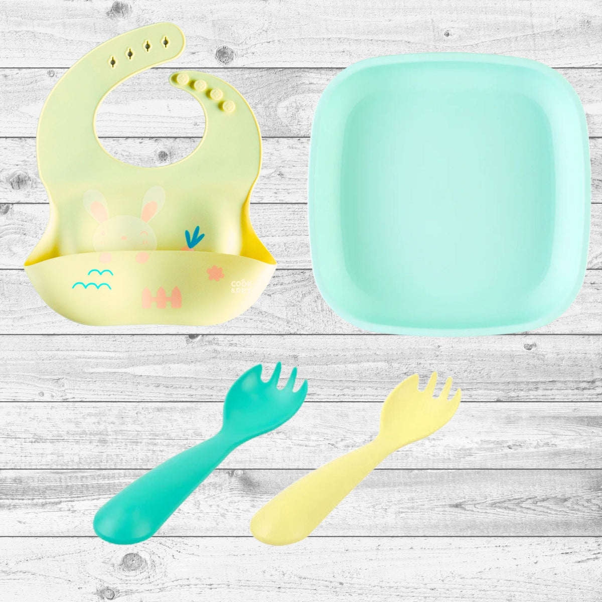 ReplayRecycled Set Alimento Menta Set 4 Piezas Con Babero