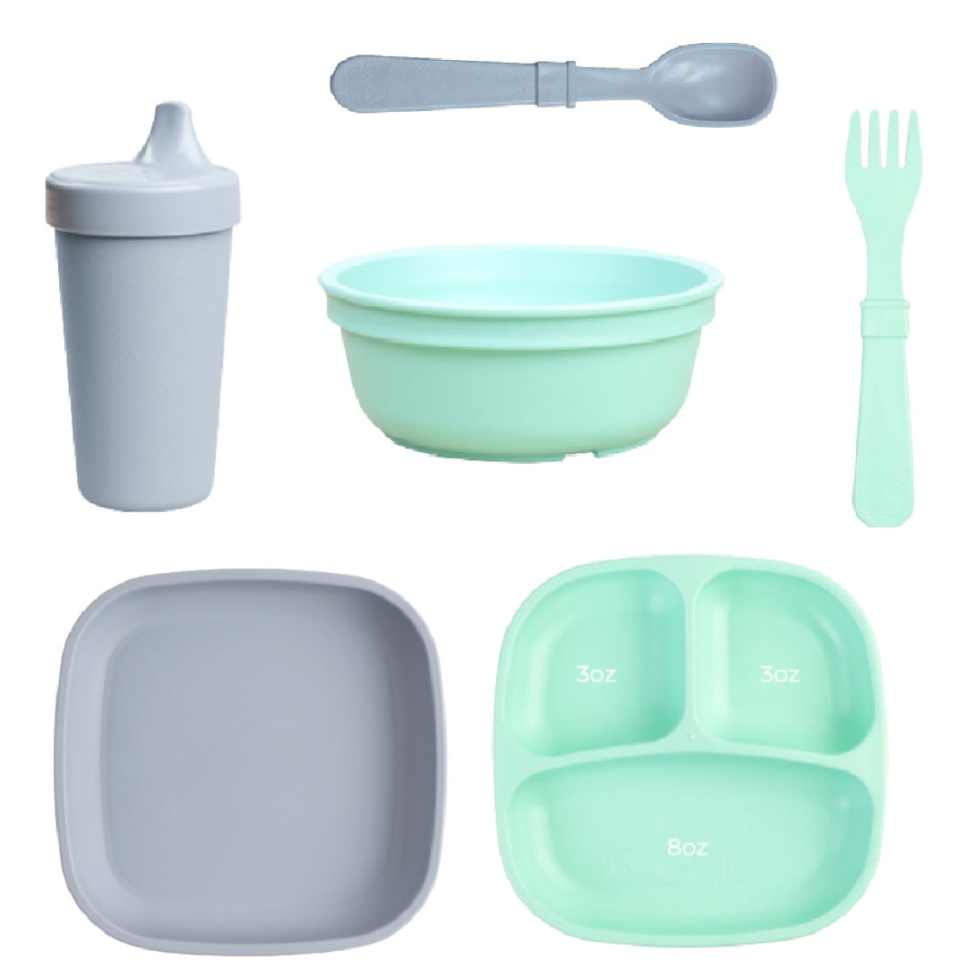 ReplayRecycled Plato Gris-Menta Set Comida Ecológico- 6 Piezas