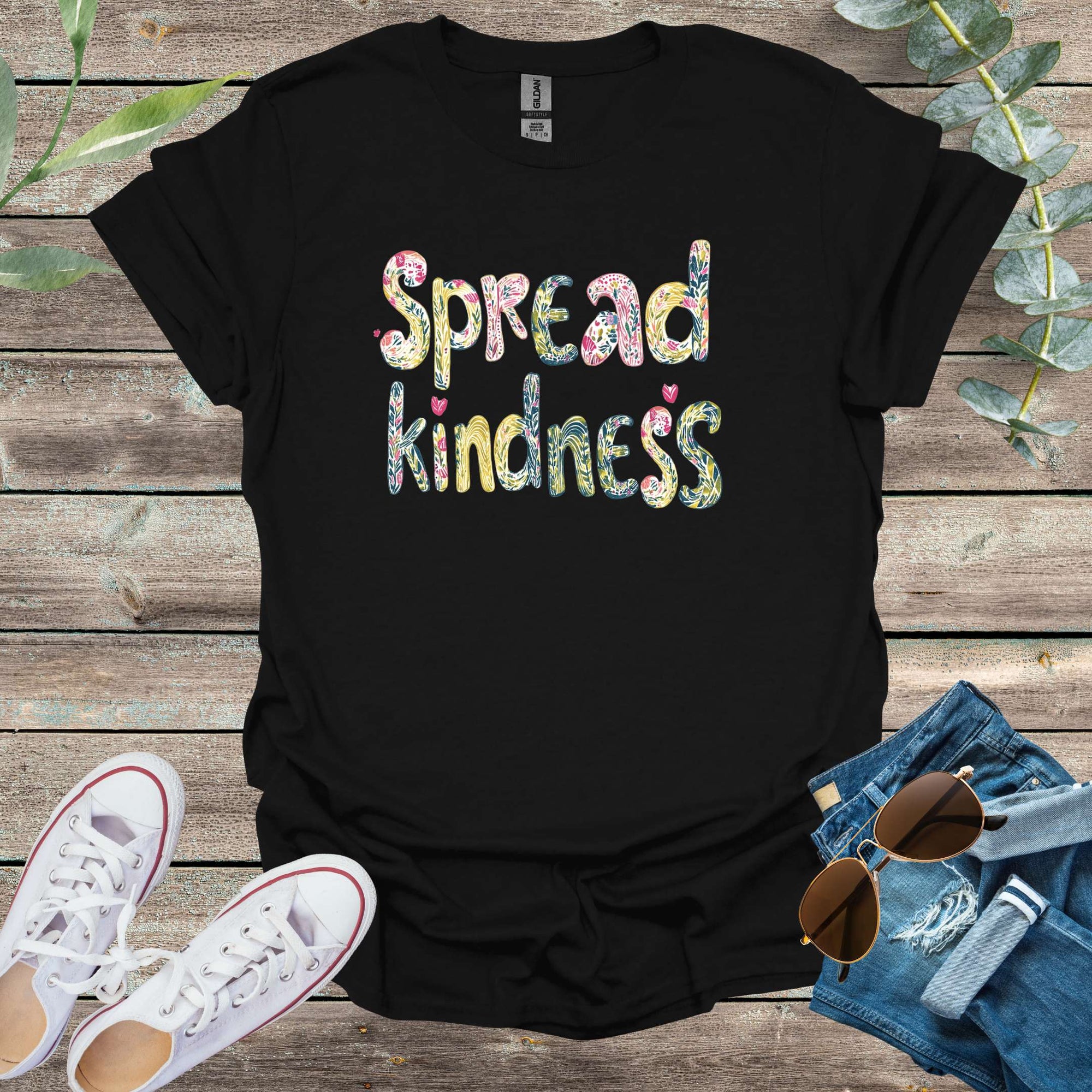 Printify T-Shirt Black / S Spread Kindness Patterned