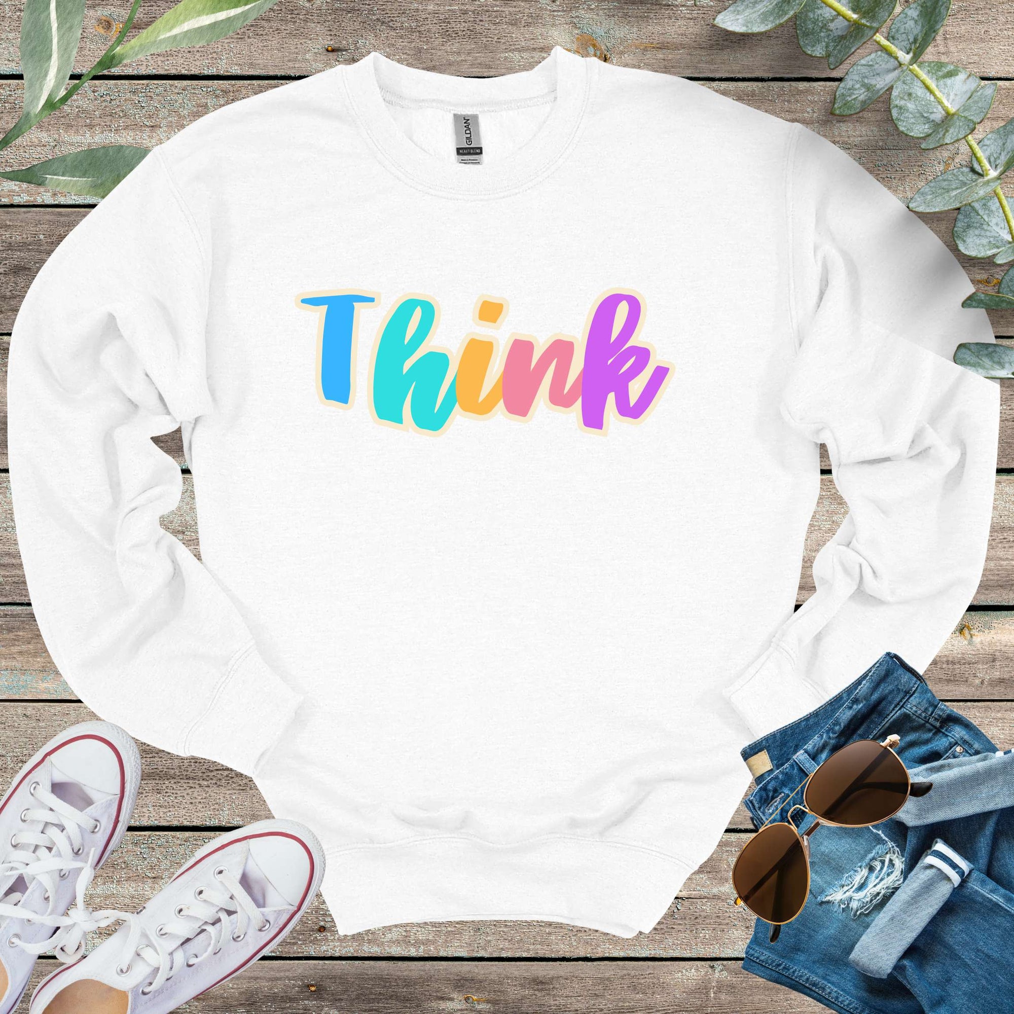 Printify Sweatshirt S / White Think Unisex Sweatshirt