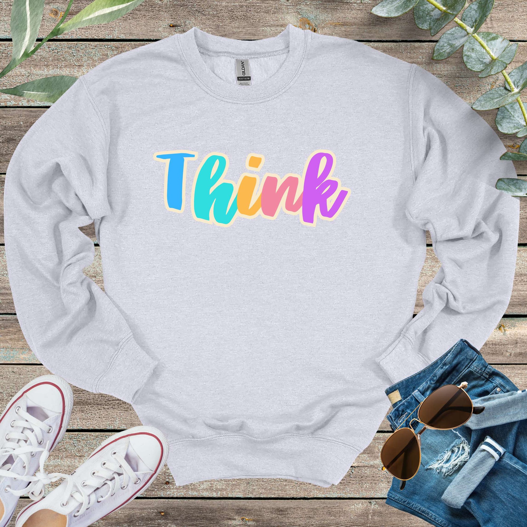 Printify Sweatshirt S / White Think Unisex Sweatshirt