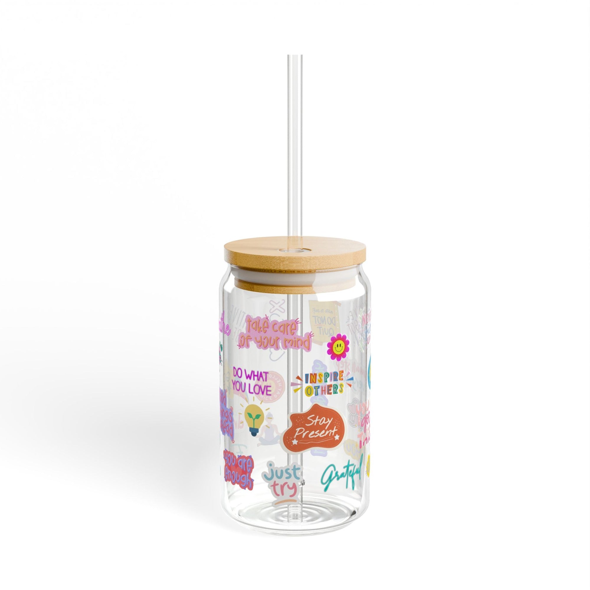 Once Upon a Dream Mug Con Tapa y Bombilla / 16oz/473ml Vaso Vidrio Inspiracional, 16oz/473ml