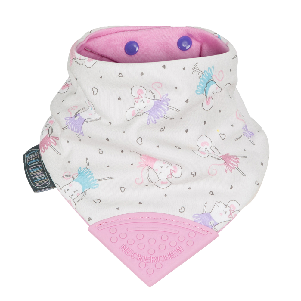 Cheeky Chompers Babero con Mordedor Babero con Mordedor - Ballerina Mice