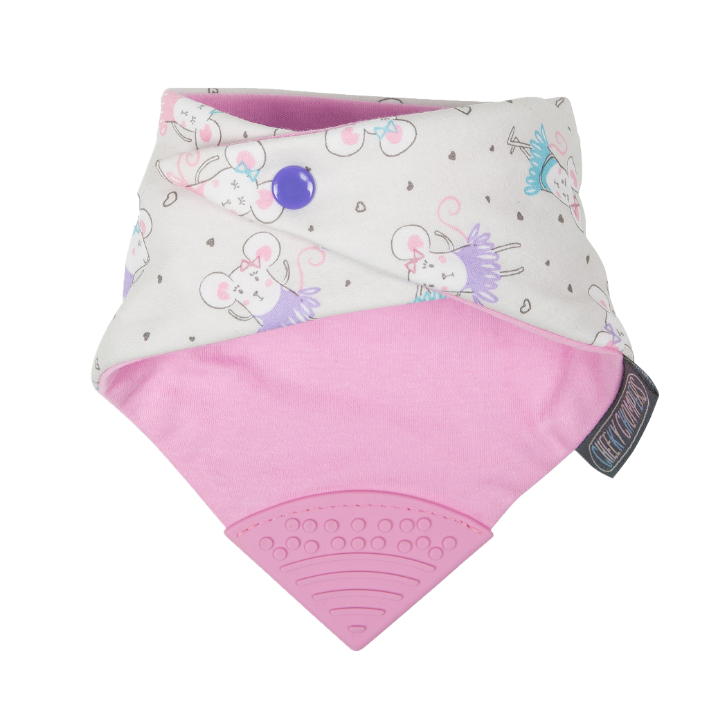 Cheeky Chompers Babero con Mordedor Babero con Mordedor - Ballerina Mice