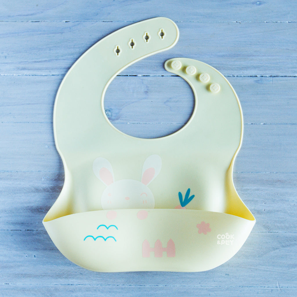 Cook&amp;Play Babero Amarillo Pastel Bippy Babero de Silicona