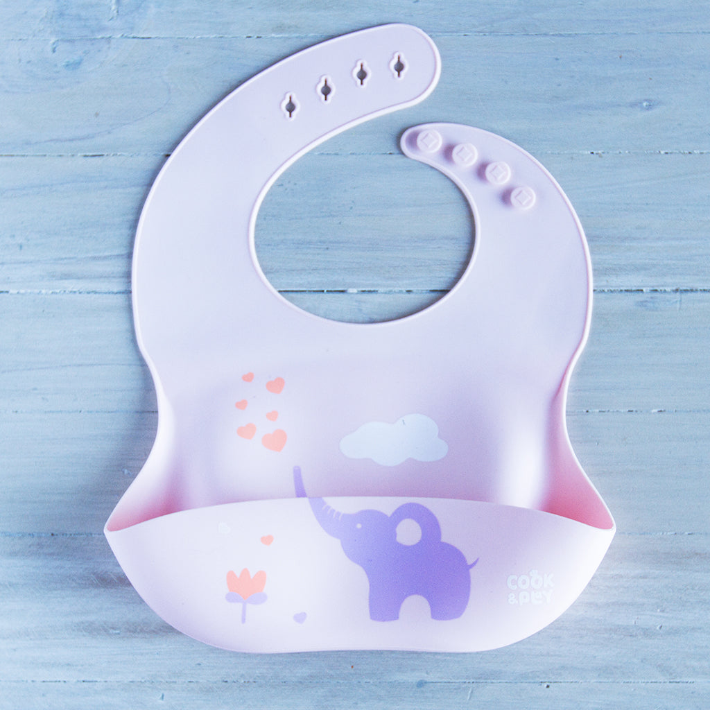 Cook&amp;Play Babero Rosado Pastel Bippy Babero de Silicona