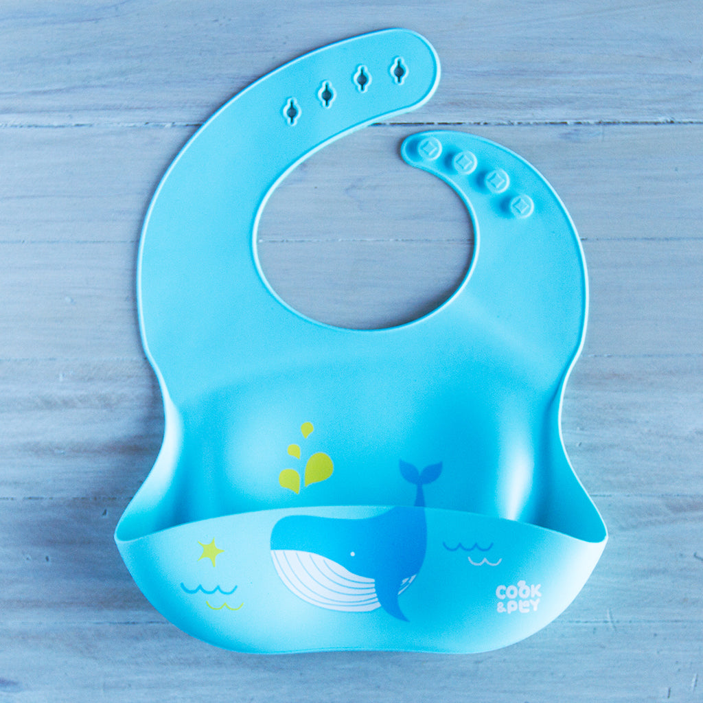 Cook&amp;Play Babero Azul Pastel Bippy Babero de Silicona