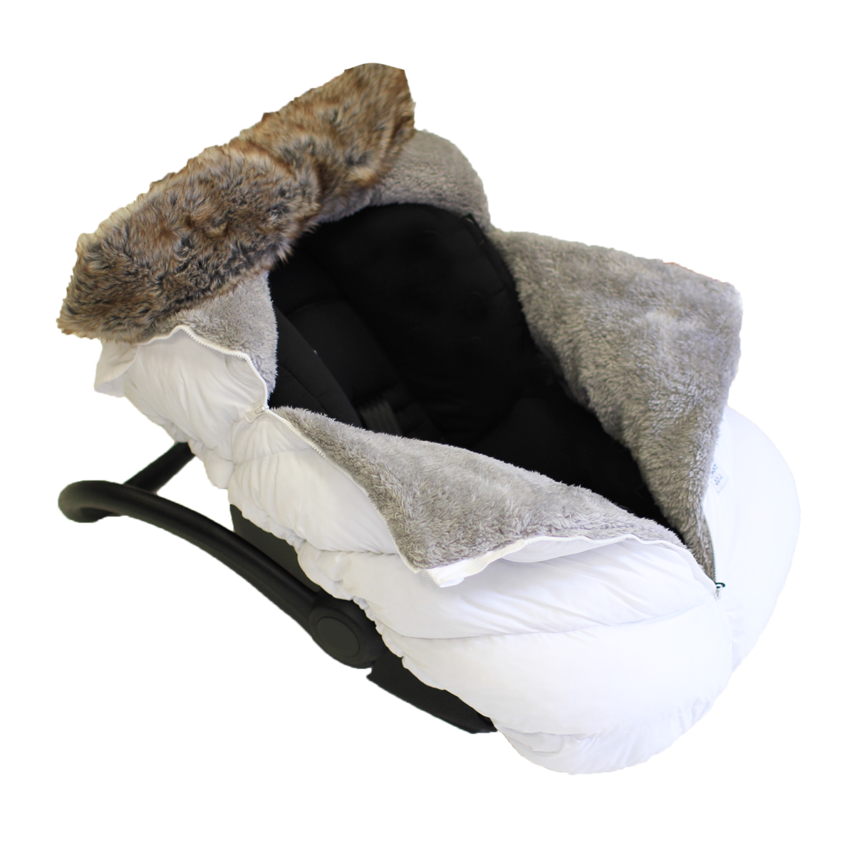 7am Accesorio Cobertor Silla Auto Cocoon- Blanco Faux Fur