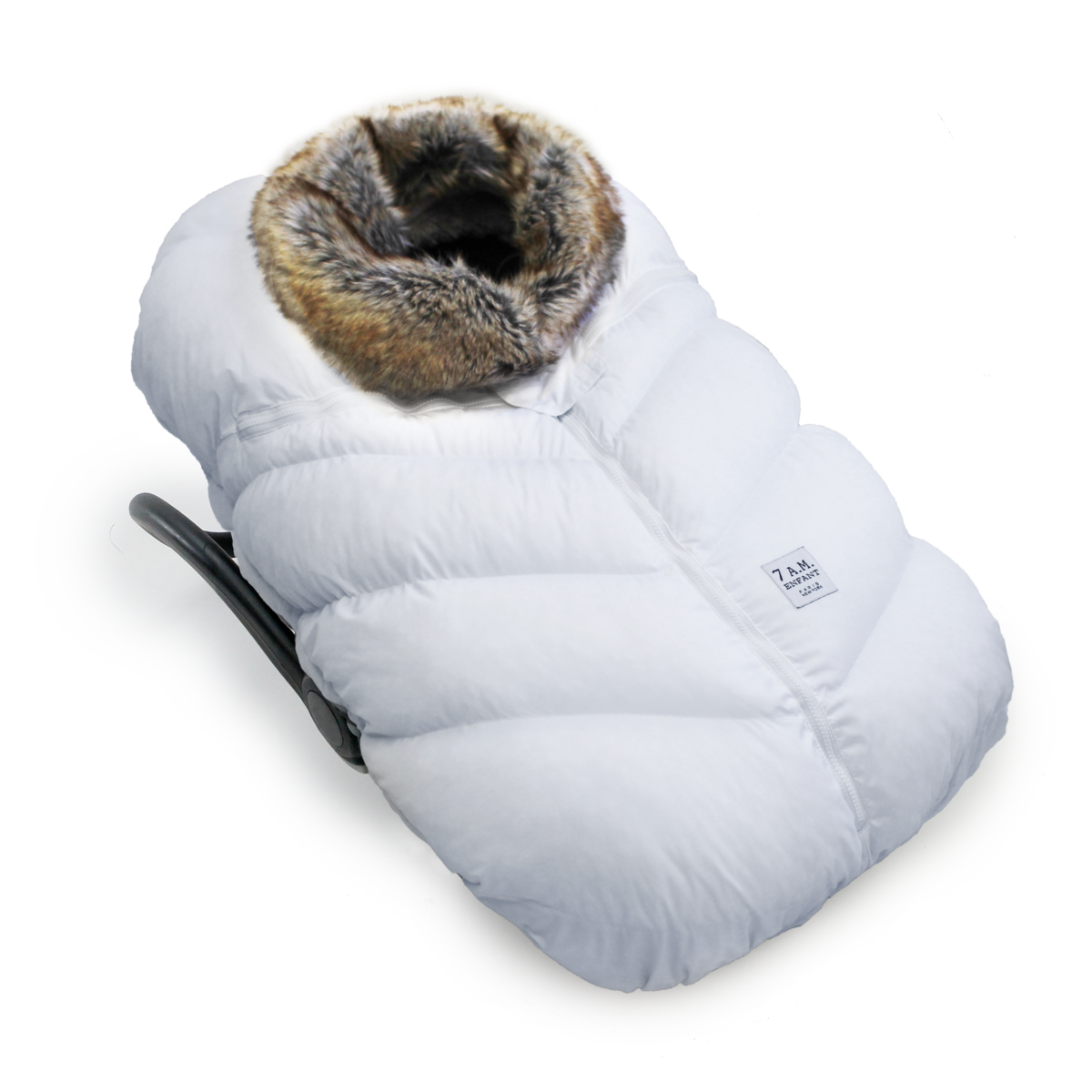 7am Accesorio Cobertor Silla Auto Cocoon- Blanco Faux Fur