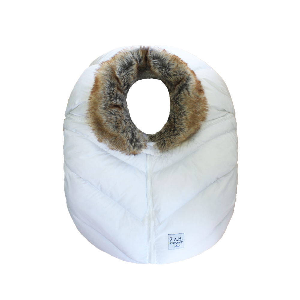 7am Accesorio Cobertor Silla Auto Cocoon- Blanco Faux Fur