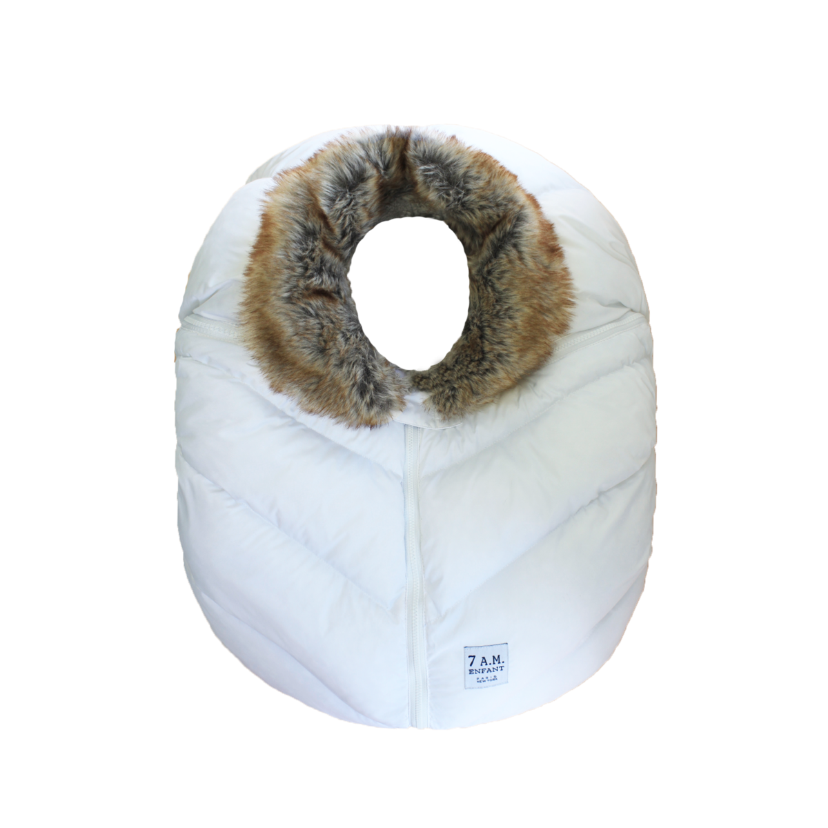 7am Accesorio Cobertor Silla Auto Cocoon- Blanco Faux Fur
