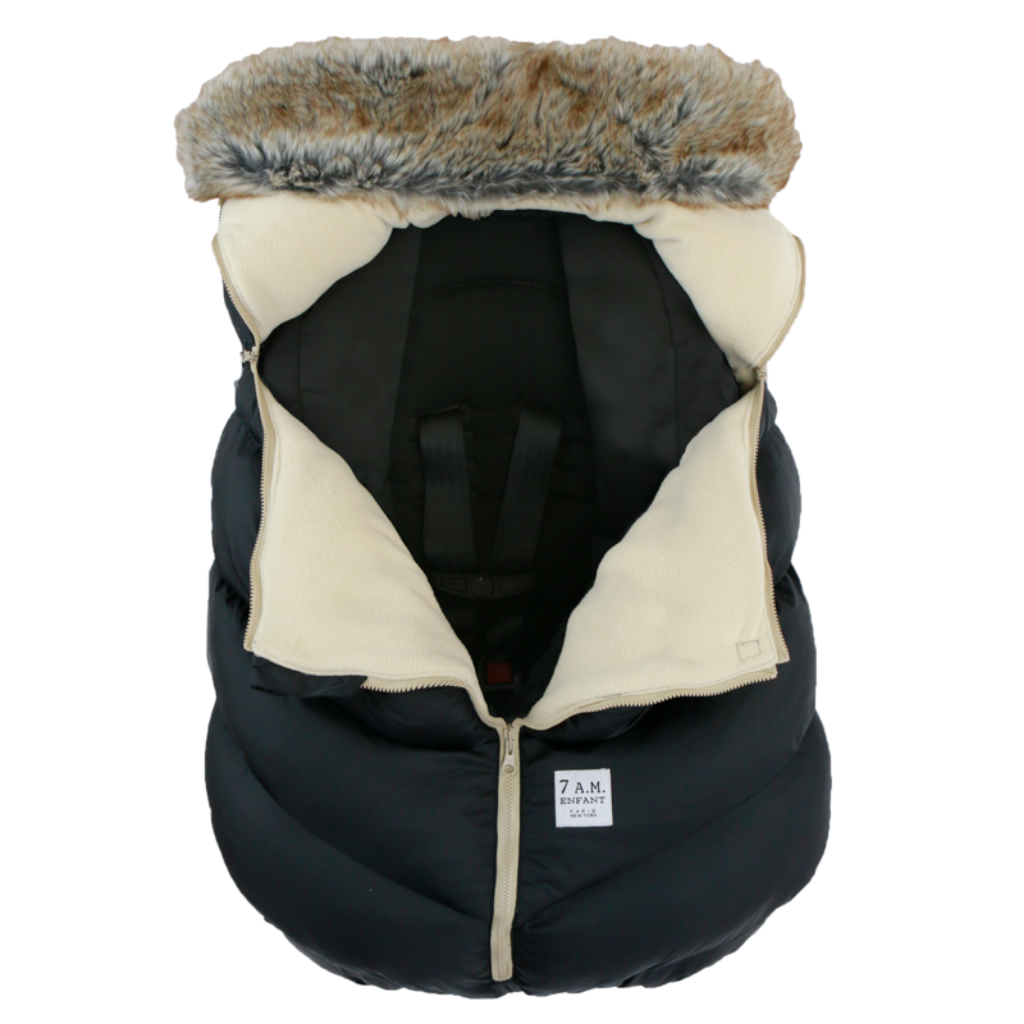 7am Accesorio Cobertor Silla Auto Cocoon- Negro Faux Fur
