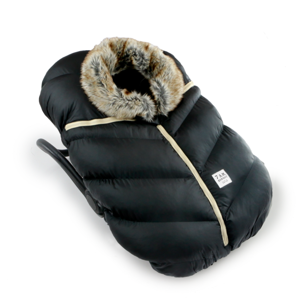 7am Accesorio Cobertor Silla Auto Cocoon- Negro Faux Fur