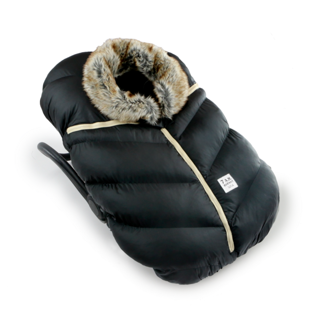 7am Accesorio Cobertor Silla Auto Cocoon- Negro Faux Fur