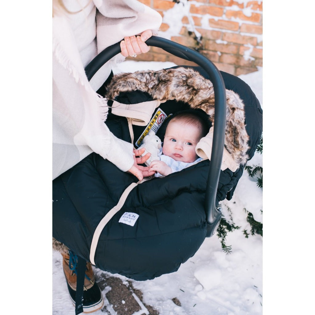 7am Accesorio Cobertor Silla Auto Cocoon- Negro Faux Fur