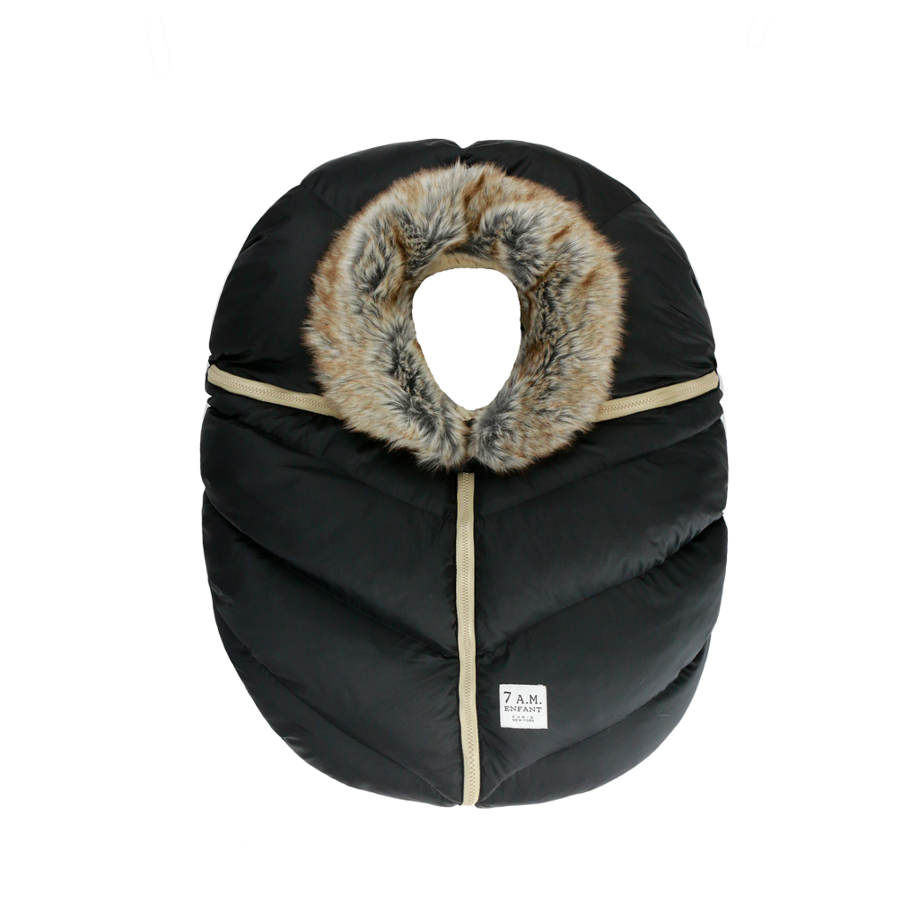 7am Accesorio Cobertor Silla Auto Cocoon- Negro Faux Fur