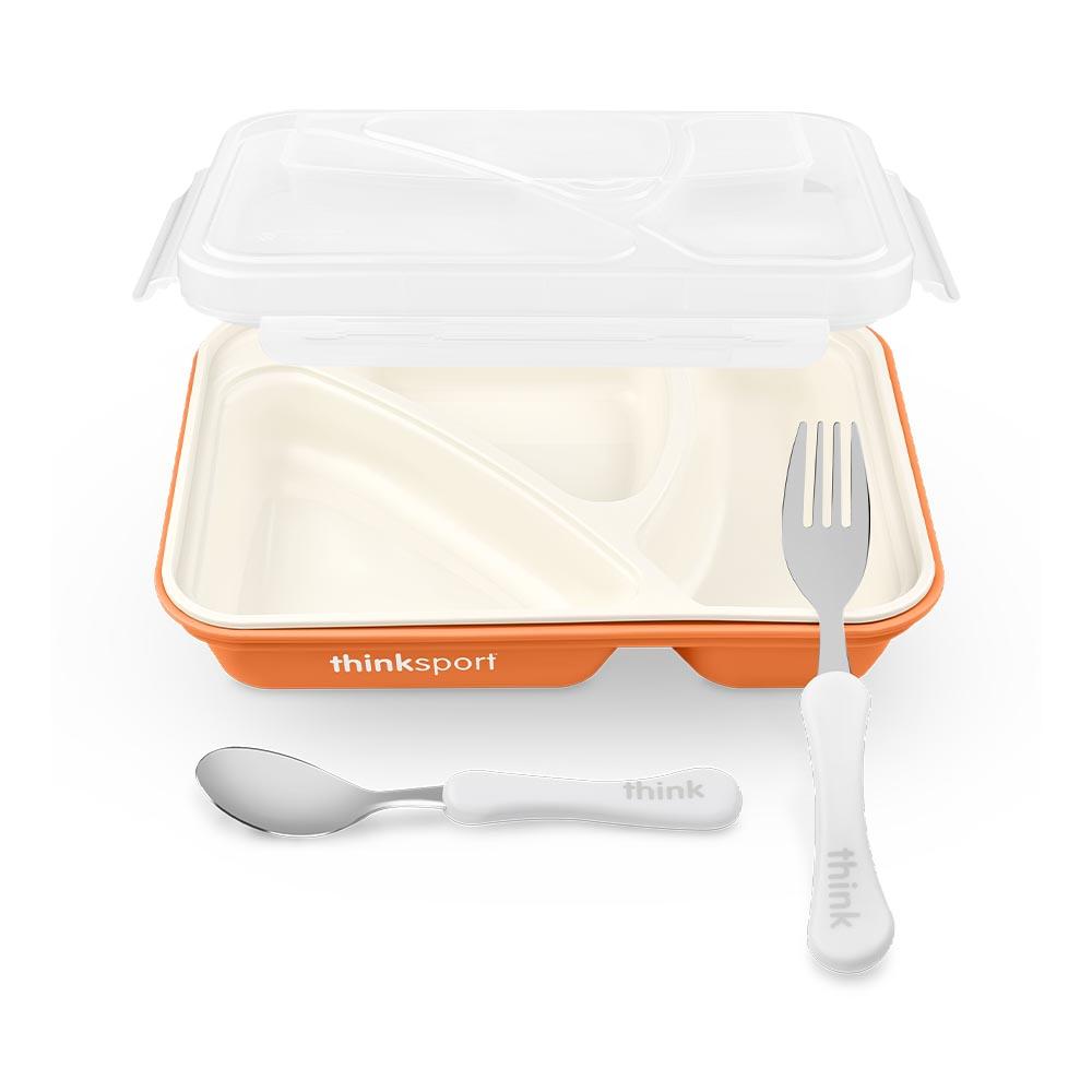 ThinkSport Contenedor Interior Polypropylene (Apto Microondas) Go2 Contenedor Hermético 3 Divisiones- Naranjo