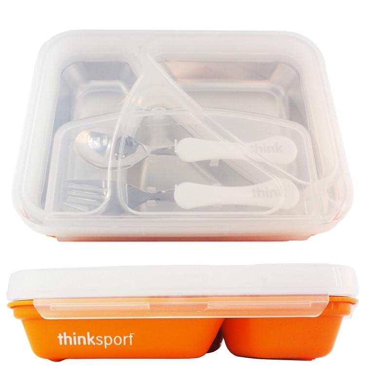 ThinkSport Contenedor Go2 Contenedor Hermético 3 Divisiones- Naranjo