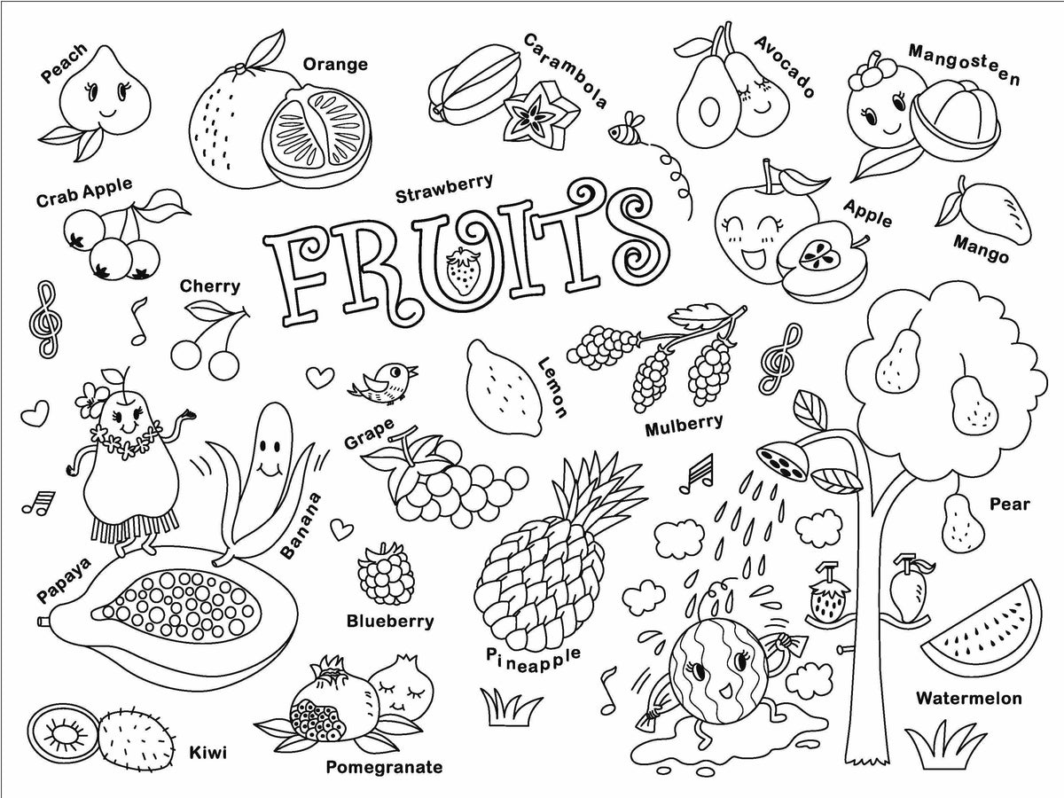 Cook&amp;Play Plato 30X40 / Frutas JoyMat- Individual para Colorear