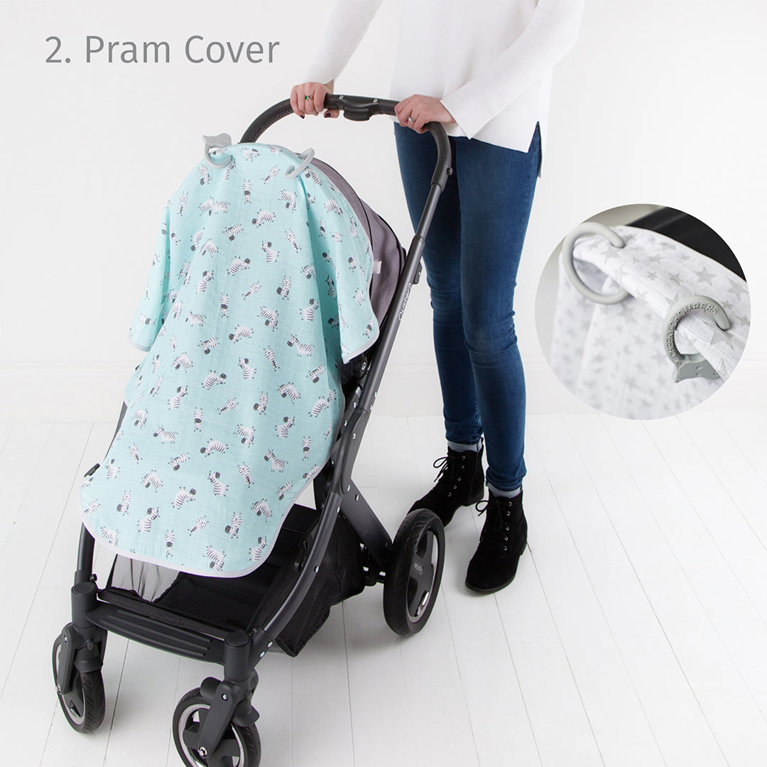 Cheeky Chompers Manta Multipropósito MultiManta 100% orgánica- Silver Stars