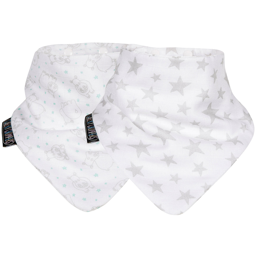 Cheeky Chompers Babero Pack Baberos 100% Orgánicos- Stars &amp; Hippo