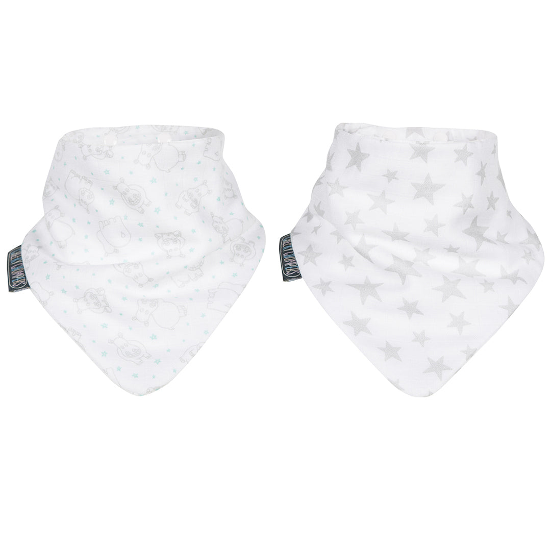 Cheeky Chompers Babero Pack Baberos 100% Orgánicos- Stars &amp; Hippo