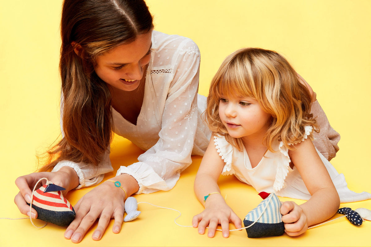 Mamijux Collar Pulseras de barco verde agua MOM &amp; KID