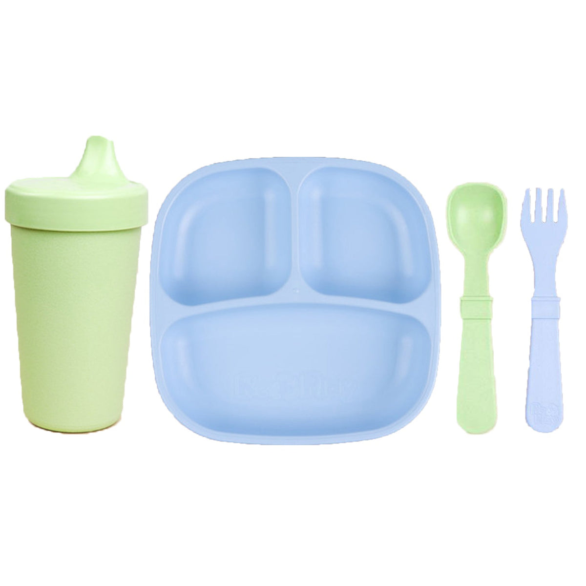 ReplayRecycled Plato AzulPastel-VerdePastel Set Comida Ecológico- 4 Piezas