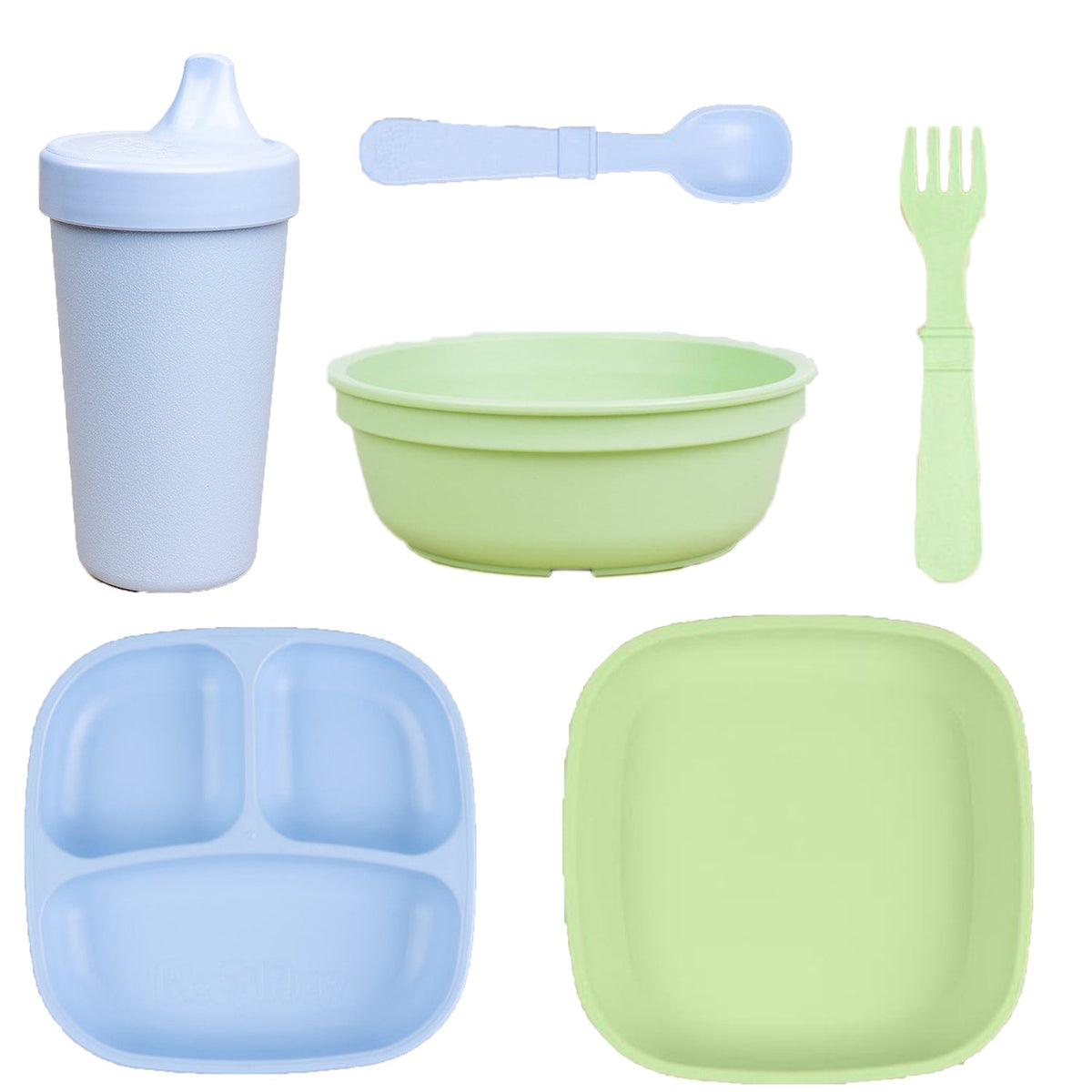 ReplayRecycled Plato AzulPastel-VerdePastel Set Comida Ecológico- 6 Piezas