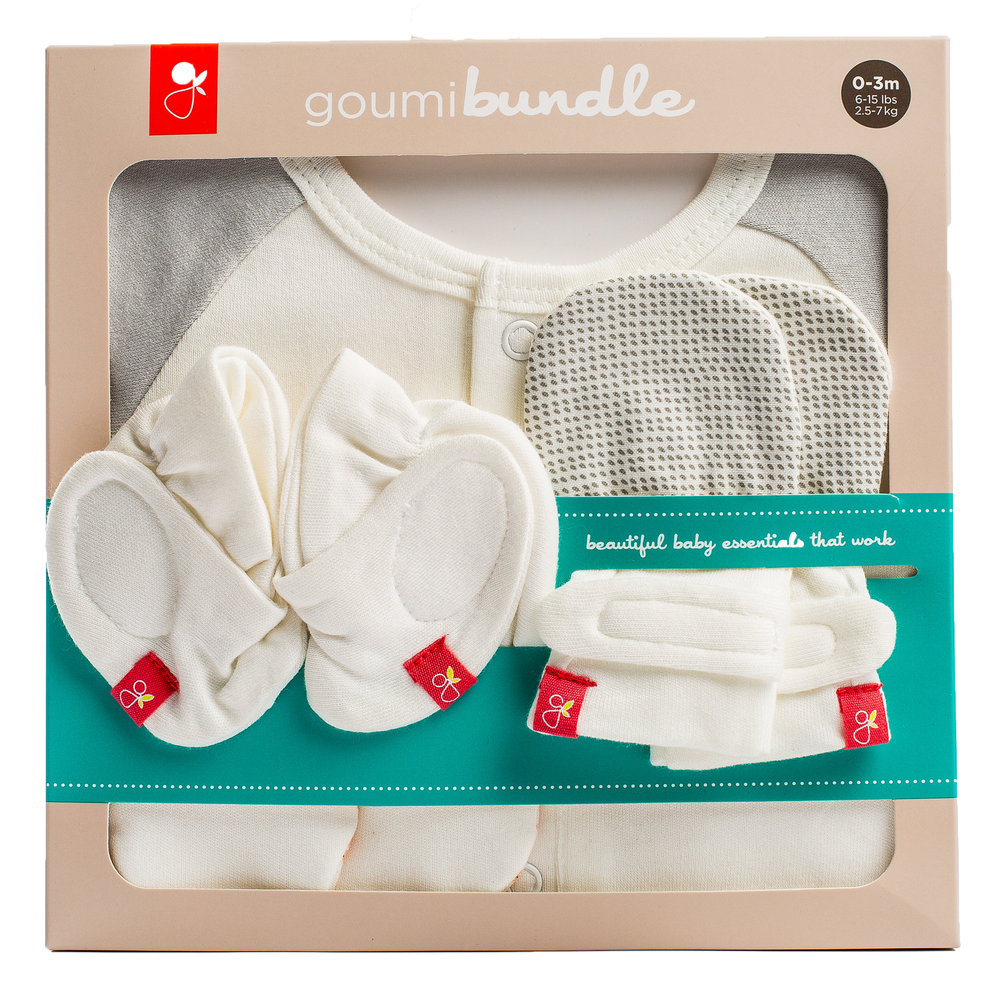Goumikids Guantes Set Recién Nacido Bebé - Drops Grey