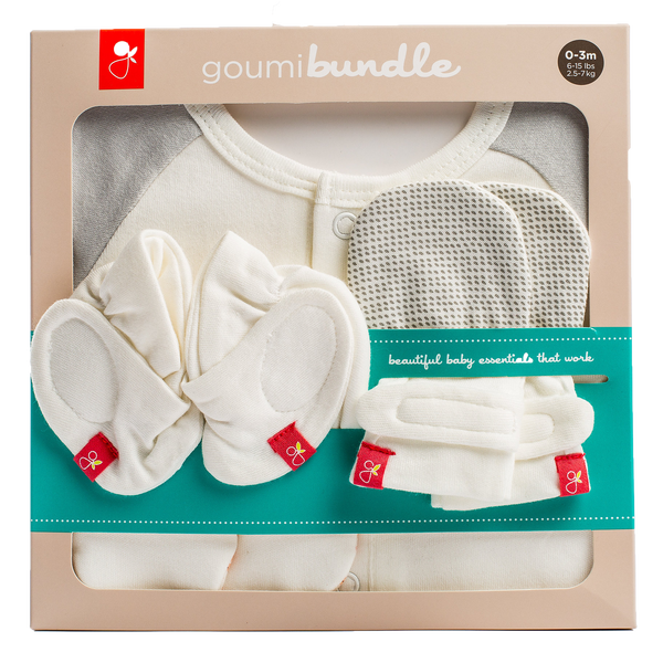 Goumikids Guantes Set Recién Nacido Bebé - Drops Grey
