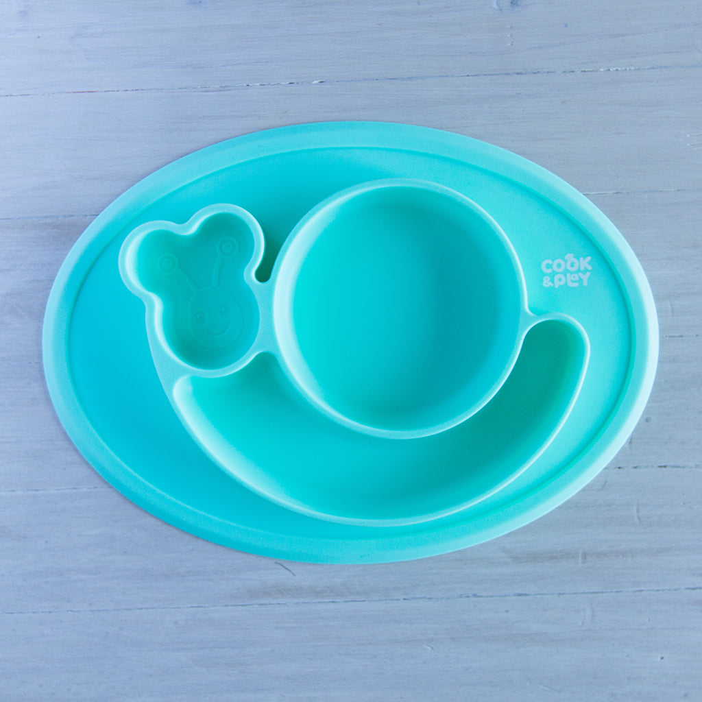 Cook&amp;Play Plato Caracol Menta StickyMat- Plato con Succión