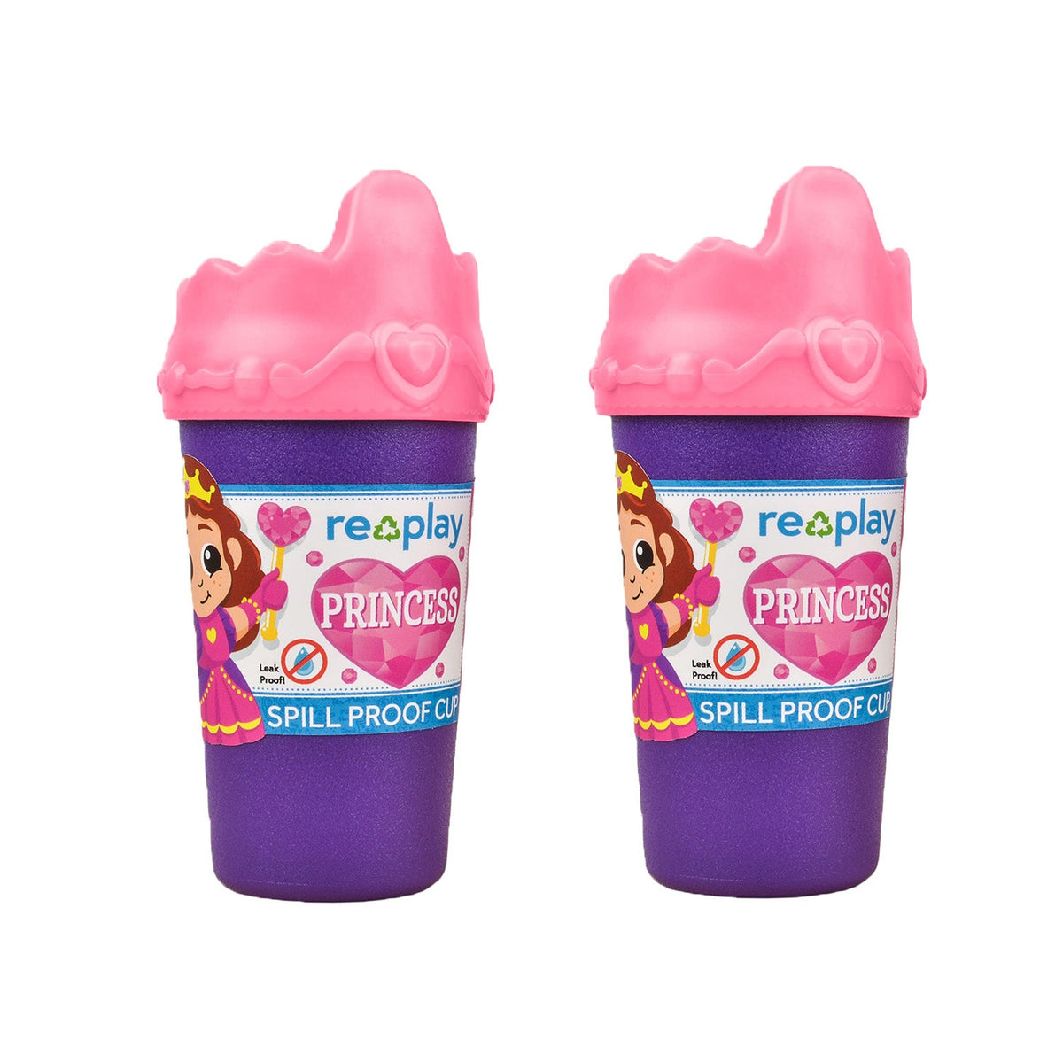 ReplayRecycled Vaso Set 2 Vasos Princesa Vaso Anti-derrame Ecológico - Princesa